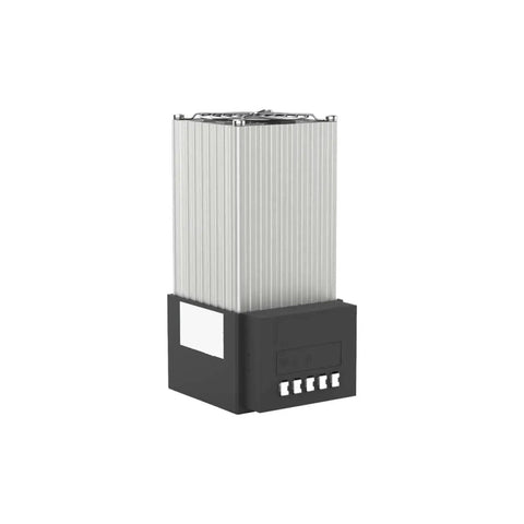 250W Enclosure Fan Heater with DIN Rail Controller for industrial thermal management, front view of heater and controller unit.