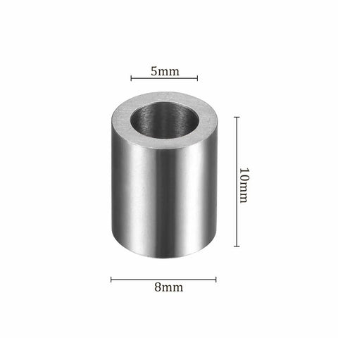 Six Piece Sleeve Bearing Set 5mm x 8mm x 10mm Oilless Chrome Steel Bushings showing size dimensions