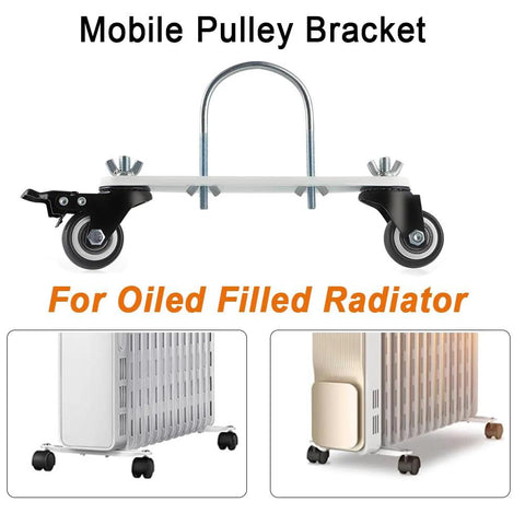 Mobile pulley bracket for oil-filled radiator with 360° swivel frame and wheels, carbon steel casters, 2 pcs