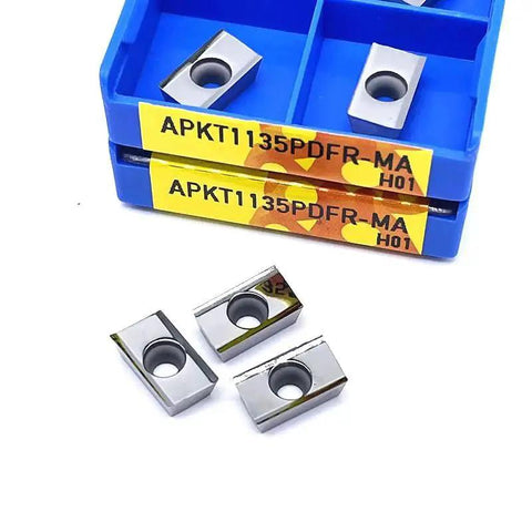 10Pcs APKT Turning Inserts Set Tungsten Carbide External Turning Tool Inserts For Aluminum Machining Center Wood Turning Tools APKT1135 1003 1604 APGT1604 MA H01