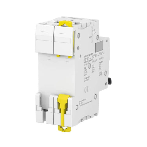 Acti9 IC60N 2P 16A Circuit Breaker Curvature C 50/60 Hz White Easy Install High Quality Electrical Panel Protection For Home And Industry, DIN Rail Mount Compatible, Compact Size, Reliable Safety side view