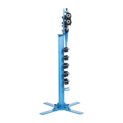 Side view of Sheet Metal Bead Roller Machine 1.2mm Manual Bead Rolling Tool with 6 die set for wiring, flanging, elbow bending, and crimping.