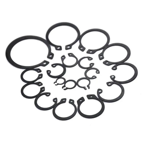 225Pcs 18 Sizes Alloy Steel Circlip Snap Ring External Retaining Clamps Ring Washer Assortment Kit 6 To 32mm Black Rust Resistant