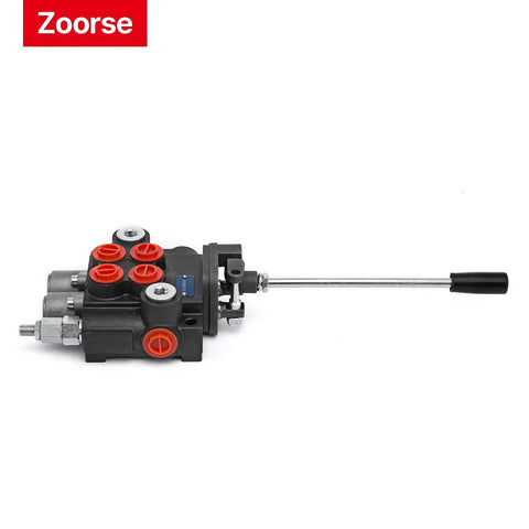 Heavy Duty Dual Spool Hydraulic Joystick Control Valve For Tractors And Loaders 11 GPM Directional Valve shown front view