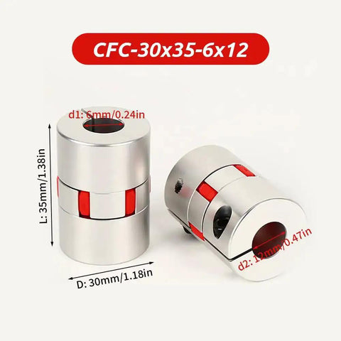 Plum 6Mm To 12Mm Flexible Shaft Coupling Spider Coupler, 30Mm Diameter, 35Mm Length, aluminum motor connector with red insets