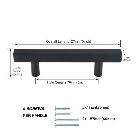 Black Cabinet Pulls 3 Inch Drawer Pulls 5 Pack Bar Pulls For Cabinets Kitchen Hardware Handles With Mounting Screws Included
