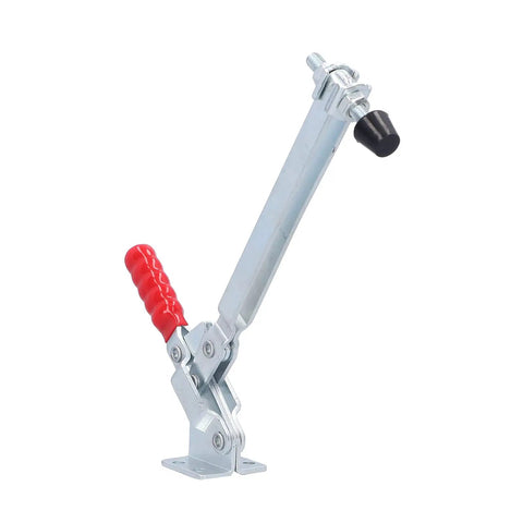 GH101 D15 180Kg Vertical Toggle Clamp For Woodworking And Welding Jigs Heavy Duty Iron Construction, side view with red handle
