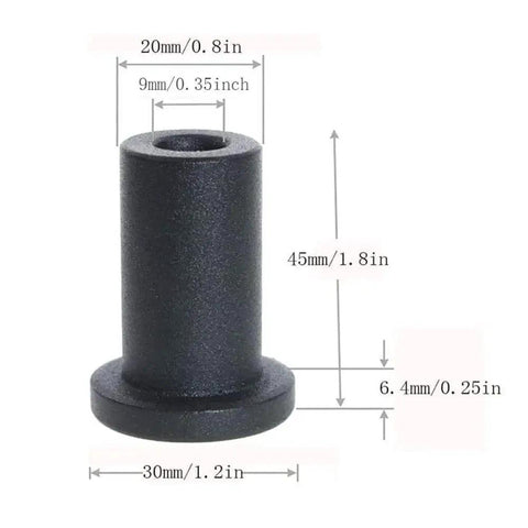 Heavy Duty Solid Cast Iron Sliding Track Spacer for Flat Door Hardware, measurements shown, 1-7/9 Inch Spacer Length 45mm