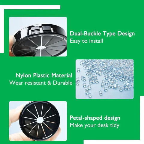 4 Pack Desk Cable Grommets 63mm Petal Buckle Nylon Snap Bushing, nylon plastic material, dual-buckle, petal-shaped design