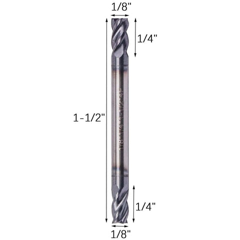 Solid Carbide Square End Mills Set Pro Grade Double End 4 Flute AlTiN Coated 35 Degree Helix One Eighth Inch Cutting Diameter