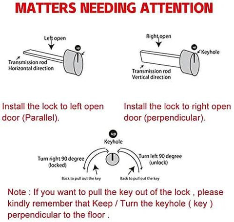 Diagram for installing Privacy Pocket Door Lock Hardware In Matte Black, 6.3 Inch Recessed Pocket Sliding Door Handle With Keys