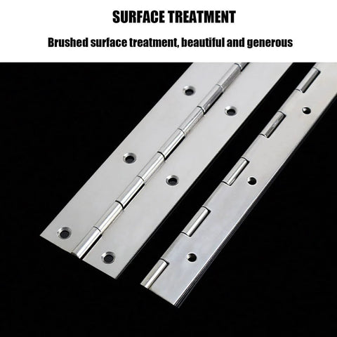 Piano hinge set, stainless steel, 4-pack, 18-inch length, 0.04 in leaf thickness, 1.2 in open width