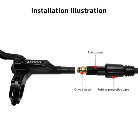 ZTZ hydraulic brake set for e-bike, front 850mm and rear 1600mm lines, pre-bled with mounting adapters