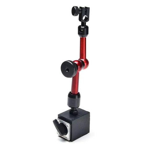 3 Joint Red Adjustable Magnetic Base Holder For Digital Dial Indicator AGPtek with On Off Move Base, side view