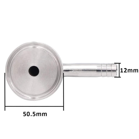 Sanitary stainless steel hose barb elbow fitting, 90° with 1.5" tri-clamp, 50.5mm ferrule, 12mm tube OD