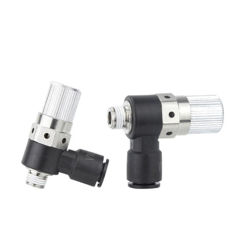 High Suction Vacuum Ejector With Negative Pressure Valve For Pneumatic Systems, Compact Tubular Design, side view close-up