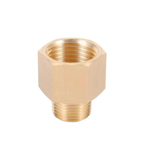 Brass Pipe Fitting Three Eighths Inch NPT Male To One Half Inch NPT Female Hex Head Bushing Adapter, rustproof brass construction