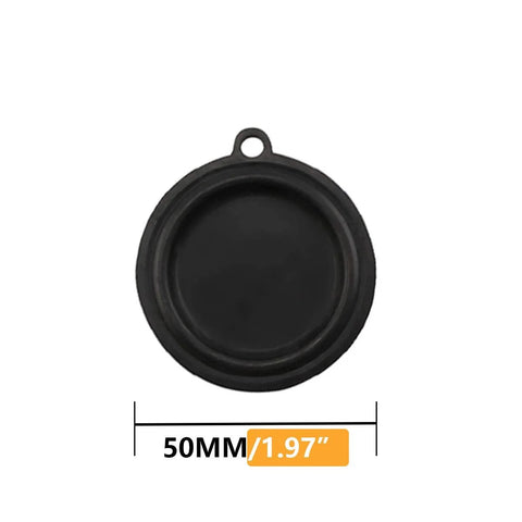 Diaphragm seal, 50 mm black rubber with mounting tab, front view for water/gas valve linkage