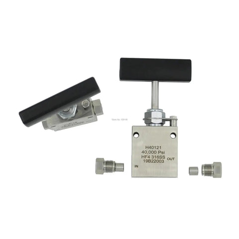 Ultra High Pressure Needle Valve 60,000 PSI SS316 Hand Operated For Gas And Water, 9/16 Inch Tube Connection, PTFE Seals, model HS60142