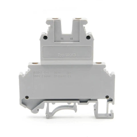 DIN Rail Terminal Block 10 Pack Double Deck Screw Clamp With Adjustable Pressure Spring Loaded Brass Contacts For 24 To 12 AWG Wire