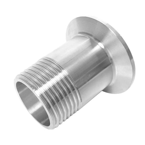 Stainless steel sanitary pipe fitting, 1in NPT male to 1.5in tri-clamp ferrule adapter, 50.5mm OD, pack of 2.