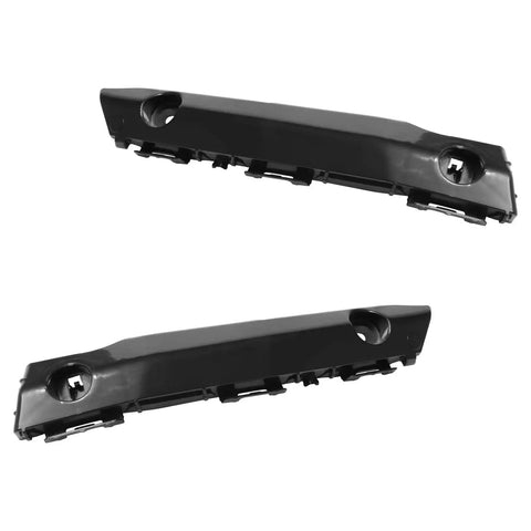 Front Bumper Cover Bracket Retainer Support Pair For Toyota Camry 2015 2016 2017 shown uninstalled, black ABS material