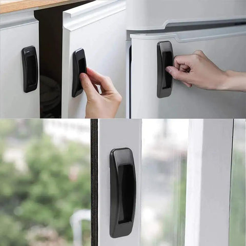 10 Pack Self Stick Push Pull Helper Abs Plastic Handles For Doors Cabinets Drawers Wardrobes Instant Adhesive Mount Black