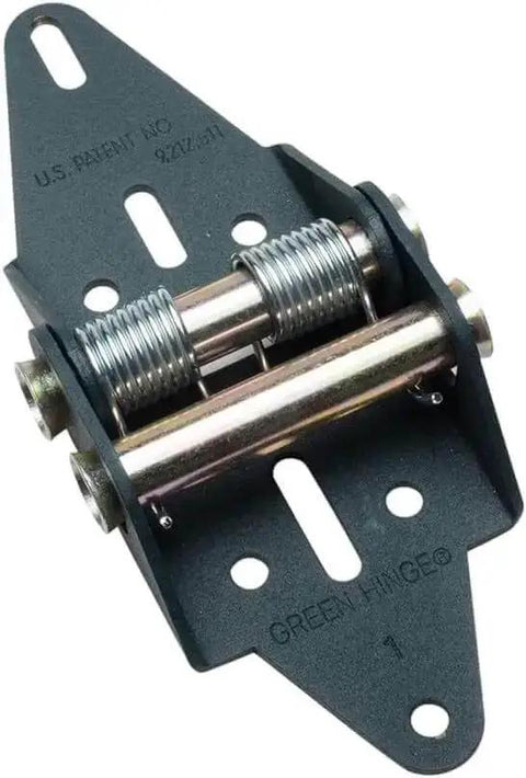 Weather Sealing Garage Door Hinge Set For 4 To 7 Panel Doors Heavy Duty 12 Gauge Steel Made In USA with spring mechanism close-up