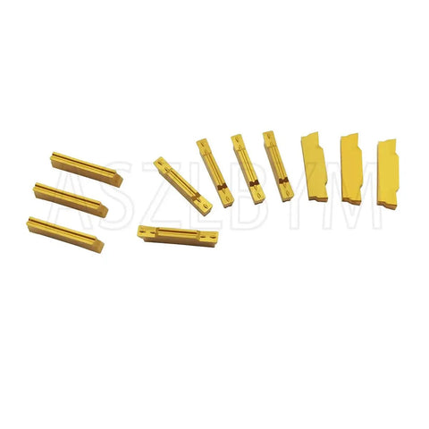 Pro Grade Lathe Grooving Tool Holder Kit With 11 MGMN300 M Carbide Inserts in gold color