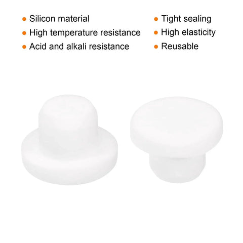 T Shaped Silicone Plugs 13mm Diameter 0.5 Inch Snap In Hole Seals Round Rubber Stoppers White Pack of 4