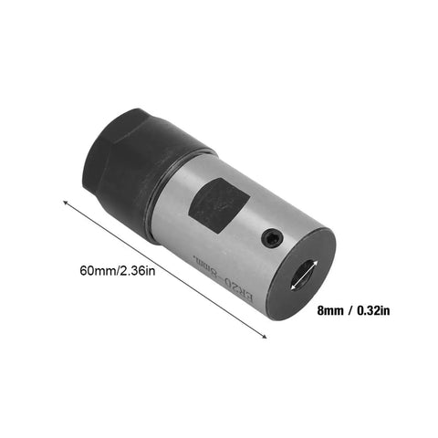 ER20 Collet Holder Spindle Bar For CNC Milling And Boring 8mm Shank Motor Shaft Clamping Tool Bar, side view with measurements