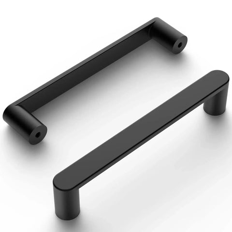10 Pack Matte Black 5 Inch Hole Center Kitchen Cabinet Pulls ZH0005MB Modern Hardware, matte finish, sleek design, front view.