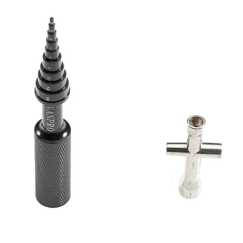 Aluminum RC Skateboard Bearing Driver and Removal Tool Kit with 2-14mm sizes and mini cross tool for 608 bearings, screws, and nuts.