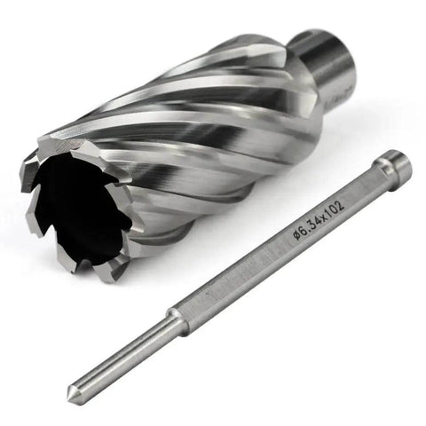 Annular Cutter One And A Quarter By Two Inch Cutting Diameter, Two Inch Depth, Three Quarters Inch Weldon Shank With Two Flats, Pilot Pin