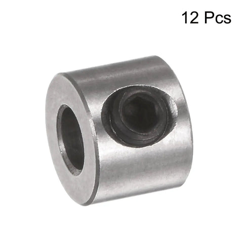 12 Pieces Set Screw Shaft Collars 4mm Bore 9mm Outer Diameter 7mm Width in durable 304 stainless steel shown with hex wrench