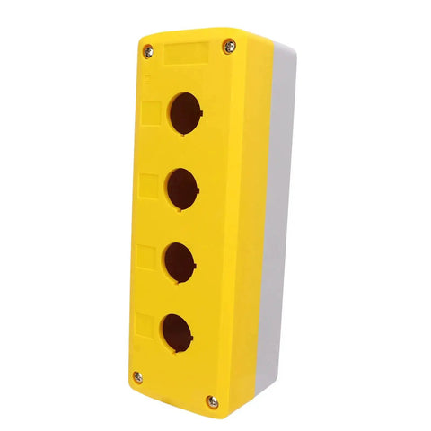 Beefy 4 Gang ABS Push Button Control Station Enclosure, Heavy Duty Industrial Electrical Box In Bright Yellow, IP65 Rated