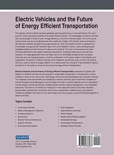 Back cover of the book Electric Vehicles and the Future of Energy Efficient Transportation; shows synopsis and barcode