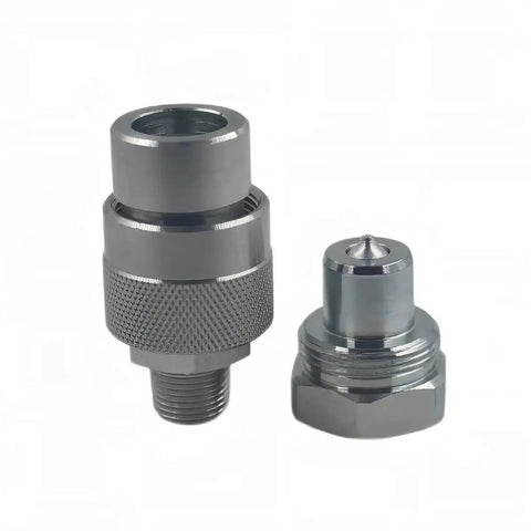 Heavy Duty One Quarter Inch NPT Hydraulic Quick Connect Set For Ten Thousand PSI High Pressure And High Flow With Two Couplers
