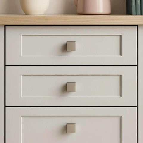 Square Brushed Satin Nickel Cabinet Knobs 10 Pack One And One Eighth Inch For Kitchen Cabinets And Furniture Single Hole