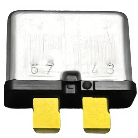 Close-up of 30A Thermal Fuse Relay-Style Plug-In Automotive Fuse Replacement For OE 443937105A showing terminal pins