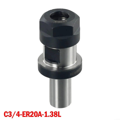Collet Chuck Holder For Tomrach C3-4 ER20A 1.38L CNC Metalworking Tooling, workholding accessory, silver finish, three quarter inch shank.