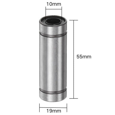 LM10LUU Linear Ball Bearings 6 Piece Set With 10mm Bore Extra Long 55mm Length 19mm OD Double Side Rubber Sealed
