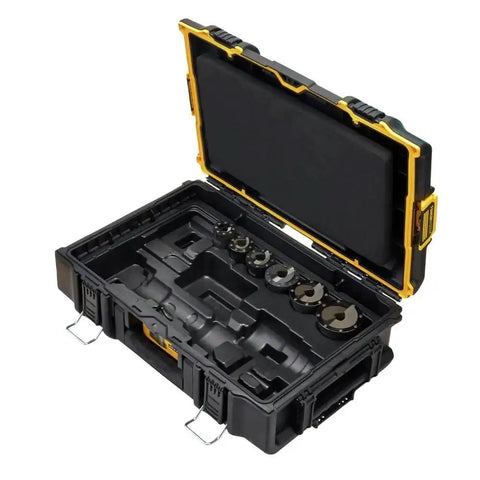 DeWalt One Half Inch To Two Inch Knockout Set For Electrical Boxes With Durable Punches and Quick Change Bushings in case