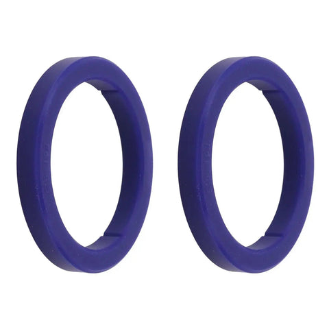 Two blue 8.5mm silicone gaskets for E61 group head espresso machines, compatible with Expobar E61 Faema KEES, modern coffee makers.