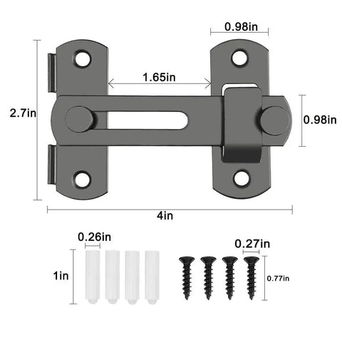 Two Pack Barn Door Lock Set With 180 Degree Flip Sliding Latches, Gate Lock For Barn Doors And Sliding Doors, Black Finish