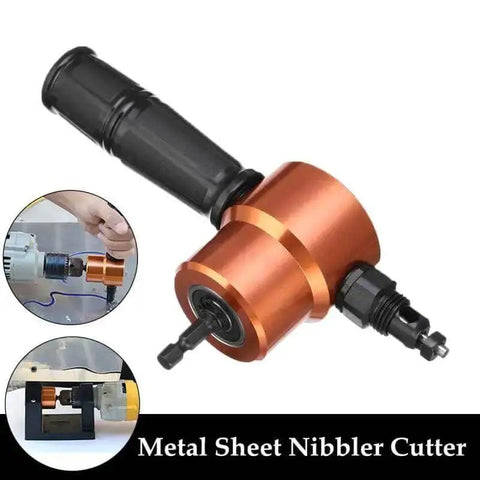 Power Drill Nibbler Attachment With 360 Degree Adjustable Double Head Metal Sheet Cutter And Wrench For Quick, Clean Cuts