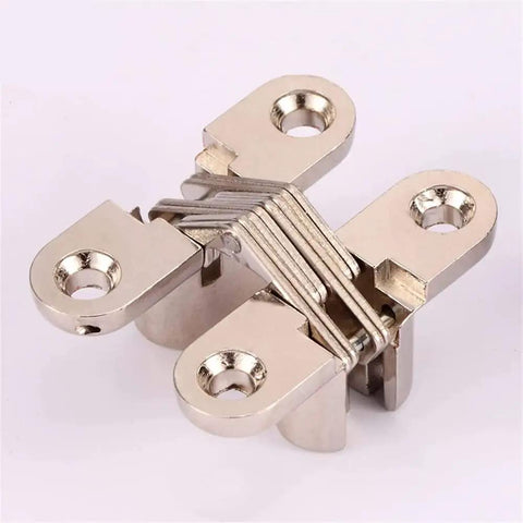 Hidden Concealed Cross Door Hinge 8x42mm 180 Degree with Screws For Folding Doors Cabinets Wardrobes