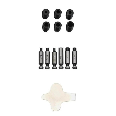 Power Hole Punch Tool For Sheet Metal And Plastic Heavy Duty Hand Held Punch Set with dies and edge guide displayed
