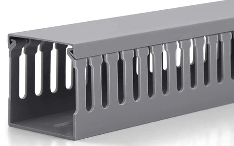 2x2 Inch Cable Management Raceway For Server Racks PVC Duct Kit Electrically Safe Wire Organizer in grey with open slots