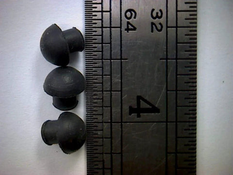 Small Rubber Push In Mushroom Bumpers Set Of Eight For Three Sixteenth Inch Openings With Eleven Thirty Seconds Of An Inch Diameter next to ruler